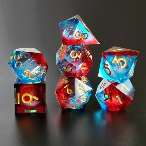 DND Würfel Set Treibsand Polyedrische Harz Spielwürfel Scharfkantige D&D Rollenspiel-Würfel für Dungeons and Dragons RPG MTG Pathfinder Geschenkbox Tischspiele D4 D6 D8 D10 D% D12 D20 mit Geschenkbox von Elifel