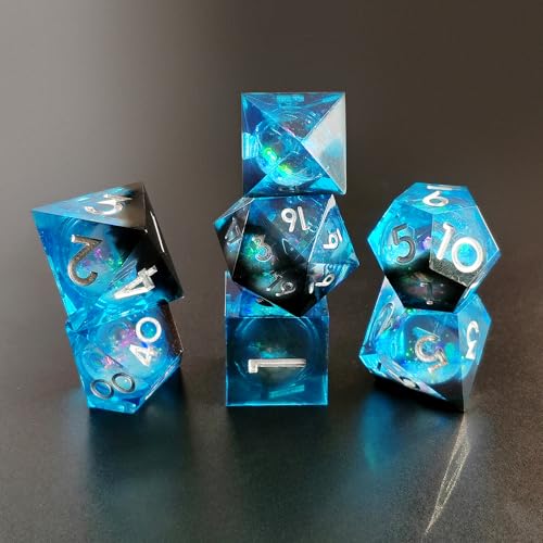 DND Würfel Set Treibsand Polyedrische Harz Spielwürfel Scharfkantige D&D Rollenspiel-Würfel für Dungeons and Dragons RPG MTG Pathfinder Geschenkbox Tischspiele D4 D6 D8 D10 D% D12 D20 mit Geschenkbox von Elifel