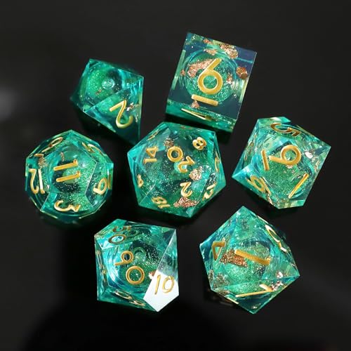 DND Würfel Set Treibsand Polyedrische Harz Spielwürfel Scharfkantige D&D Rollenspiel-Würfel für Dungeons and Dragons RPG MTG Ttrpg Pathfinder Rollenspiel D20 D12 D10 D8 D6 D4 mit Geschenkbox von Elifel