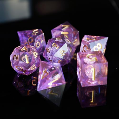 DND Würfel Set Treibsand Polyedrische Harz Spielwürfel Scharfkantige D&D Rollenspiel-Würfel für Dungeons and Dragons RPG MTG Ttrpg Pathfinder Rollenspiel D20 D12 D10 D8 D6 D4 mit Geschenkbox von Elifel