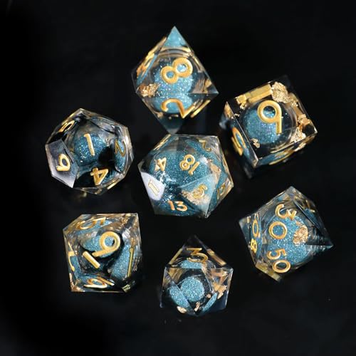 DND Würfel Set Treibsand Polyedrische Harz Spielwürfel Scharfkantige D&D Rollenspiel-Würfel für Dungeons and Dragons RPG MTG Ttrpg Pathfinder Rollenspiel D20 D12 D10 D8 D6 D4 mit Geschenkbox von Elifel