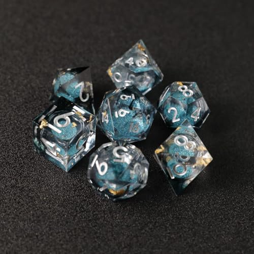 DND Würfel Set Treibsand Polyedrische Harz Spielwürfel Scharfkantige D&D Rollenspiel-Würfel für Dungeons and Dragons RPG MTG Ttrpg Pathfinder Rollenspiel D20 D12 D10 D8 D6 D4 mit Geschenkbox von Elifel