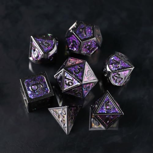 Metall DND Würfel Set 7 Blatt DND Würfel Polyeder D20 D12 D10 D% D8 D6 D4 für Dungeons & Dragons RPG Brettspiele Tischspiele RPG MTG Spiele von Elifel