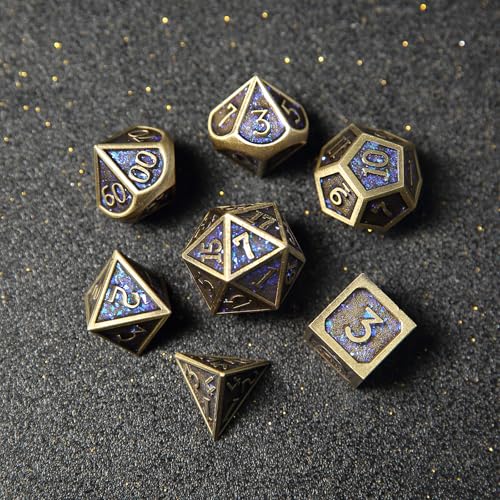 Metall DND Würfel Set 7 Blatt DND Würfel Polyeder D20 D12 D10 D% D8 D6 D4 für Dungeons & Dragons RPG Brettspiele Tischspiele RPG MTG Spiele von Elifel