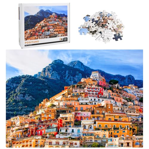 Challenge Puzzle 1000 Teile-Positalo-Stadträtsel, Herausforderndes Puzzle Geschenkideen, Geschicklichkeitsspiel für Die Ganze Familie, Farbenfrohes Legespiel für Erwachsene und Kinder ab 14 von Elitecran