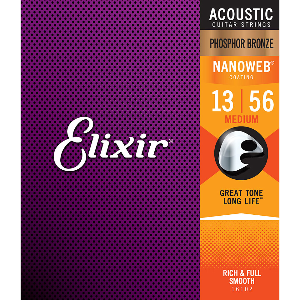 Elixir Nanoweb Phosphor Bronze Medium .013-056 Saiten Westerngitarre von Elixir