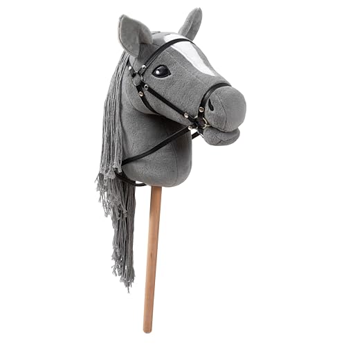 Ella & Piet® Großes Hobby Horse Pferd Donna mit Aufbewahrungsbeutel Steckenpferd Springpferd Spielpferd weicher Plüsch Größe wie A3 (Grau) von Ella & Piet