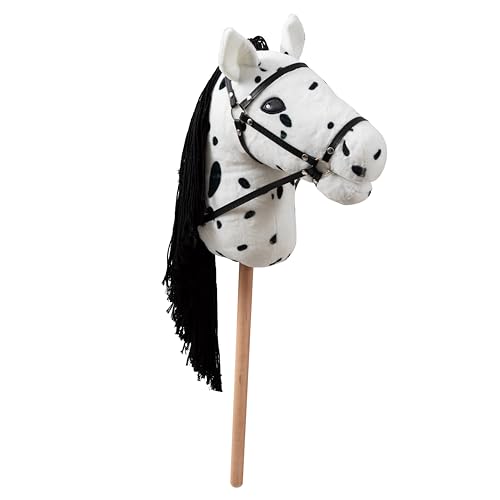 Ella & Piet® Großes Hobby Horse Pferd Donna mit Aufbewahrungsbeutel Steckenpferd Springpferd Spielpferd weicher Plüsch Größe wie A3 (Weiß-Schwarz) von Ella & Piet