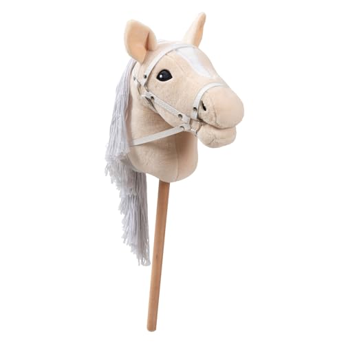 Ella & Piet® Hobby Horse Pferd mit Trense und Aufbewahrungsbeutel Steckenpferd Springpferd Spielpferd weicher Plüsch Größe wie A4 (Beige) von Ella & Piet