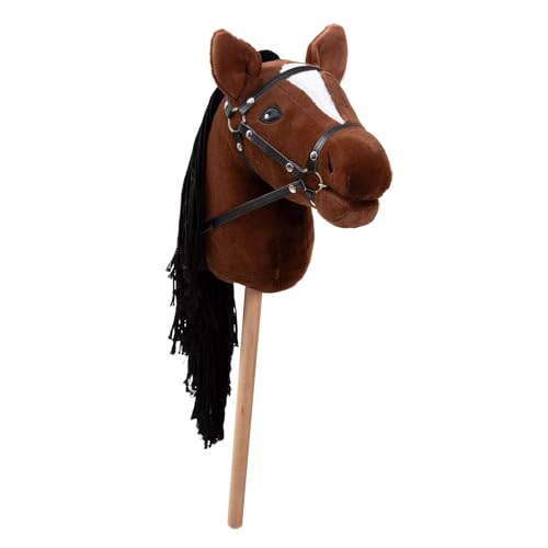 Ella & Piet® Hobby Horse Pferd mit Trense und Aufbewahrungsbeutel Steckenpferd Springpferd Spielpferd weicher Plüsch Größe wie A4 (Braun) von Ella & Piet