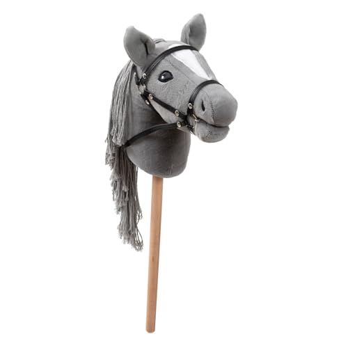 Ella & Piet® Hobby Horse Pferd mit Trense und Aufbewahrungsbeutel Steckenpferd Springpferd Spielpferd weicher Plüsch Größe wie A4 (Grau) von Ella & Piet