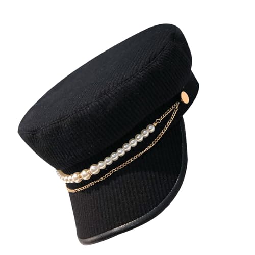 Pearls Chain Decoration Frauen Seeleute Hat Elegante Kapitänshut Für Verschiedene Stile von Elnwnnkc