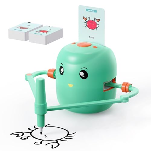 Elprico Mal Roboter, Interaktives Pädagogisches Malroboter FüR Kinder, Kinder-Zeichenroboter mit 100 Zeichenkarten (Green) von Elprico