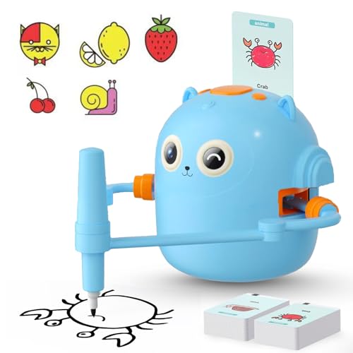 Elprico Roboter Zeichnen für Kinder, Interaktiver Bildungsroboter mit Karten, Kunstkünstler Malen Lernspielzeug für Mädchen (Blue) von Elprico