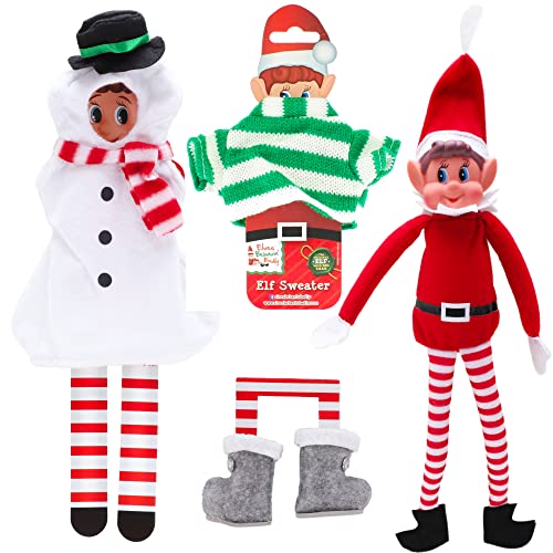 Elves Behavin Badly Bundle – Elfenjunge mit Schneemann-Outfit, Pullover und Schühchen – Freche Elfenkostüme und Accessoires von Elves Behavin' Badly