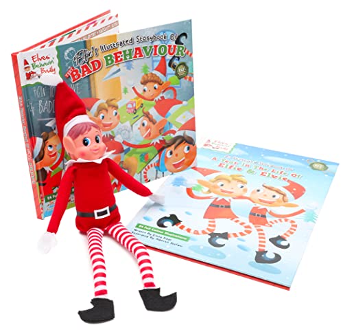 Elves Behavin' Badly Weihnachtspaket – 30,5 cm Elfen-Stofftier Elvie & 2 x Elfenbücher mit festem Rücken – Neuartiges Spielzeug von Elves Behavin' Badly