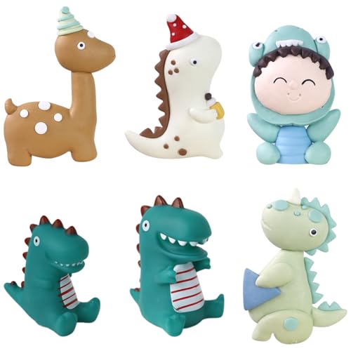 6 Stück Kuchen Toppers Dekoration niedlich Dinosaurier Ornament Kuchen Dekoration niedlich Tier alles Gute zum Geburtstag Kuchen Toppers Dekorationen für Kinder Geburtstag Party Supplies von Embhlitfe