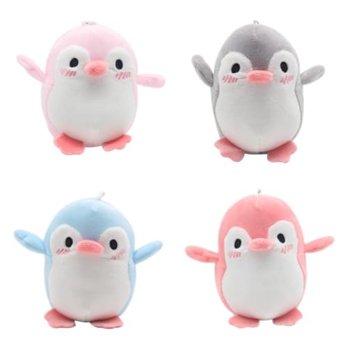 Embhlitfe 4 Stück Kleine Plüschtiere,Pinguin Plüsch Tier Spielzeug mit Perlenkette Kleine Kuscheltiere Plüsch Pinguin Anhänge,Pinguin Puppen Anhänger Mini Plüsch Tier für Kinder Erwachsene (12cm) von Embhlitfe