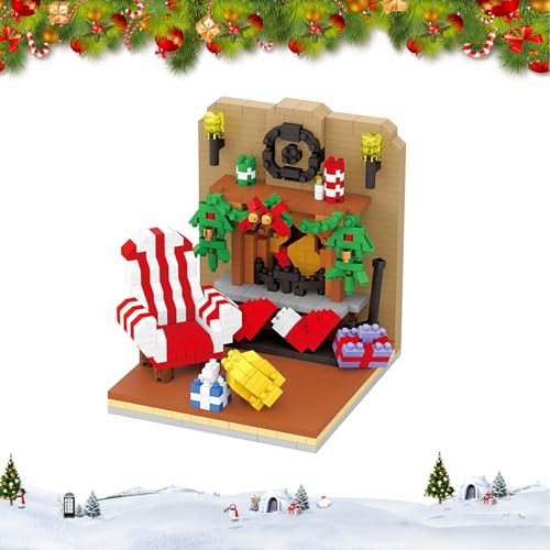 Weihnachten Block Spielzeug Weihnachten Indoor Szene Kit 1000 PCS DIY Weihnachtshaus Mini-Blöcke Bausatz DIY Weihnachtsspielzeug Baukasten Konstruktionsspielzeug für Kinder von Embhlitfe