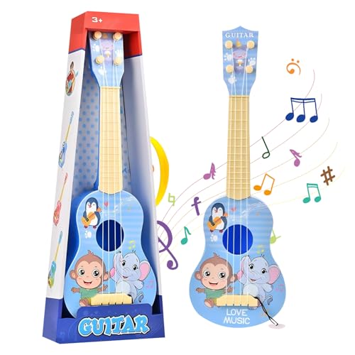 Gitarre für Kinder,43 cm Ukulele Gitarren Spielzeug für Kinder Mini Gitarre Ukulele Musikspielzeug Ukulele Instrument,Minigitarre Lernspielzeug für Kleinkinder Anfänger Jungen Mädchen Geschenk (Blau) von Embhlitfe