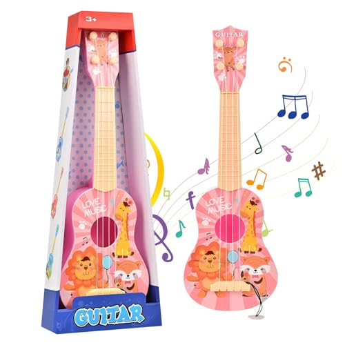 Gitarre für Kinder,43 cm Ukulele Gitarren Spielzeug für Kinder Mini Gitarre Ukulele Musikspielzeug Ukulele Instrument,Minigitarre Lernspielzeug für Kleinkinder Anfänger Jungen Mädchen Geschenk (Rosa) von Embhlitfe