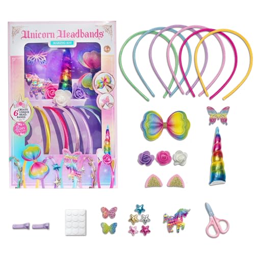 Haarreifen Selber Machen Mädchen Geschenke Bastelset Kinder Spielzeug Haarreifen Mädchen Haarschmuck Bastelsets für 3+ Kinder Ostergeschenke Kinder Kreatives Haarreif (Rosa Anzug) von Embhlitfe