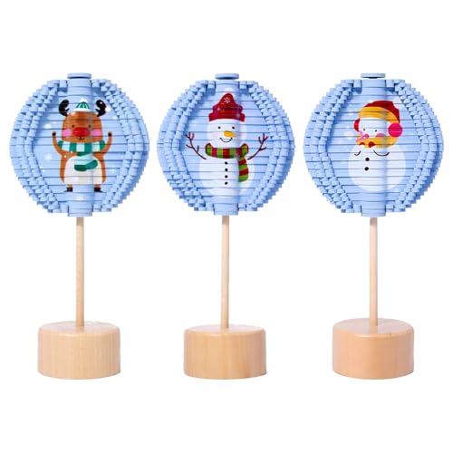 Weihnachtsspielzeug Holzdeko Weihnachten Rotierendes Spielzeug Zum Stressabbau Weihnachtsmann Schneemann Spielzeug Stress Relief und Spaß für Weihnachtsdekoration Partygeschenke (Elch) von Embhlitfe