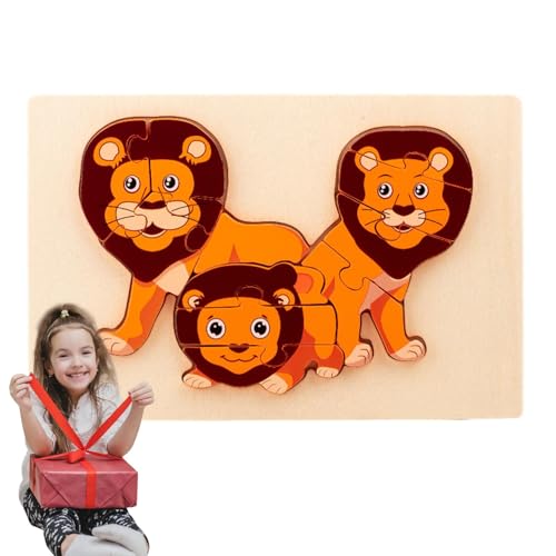 Pädagogisches 3D-Cartoon-Puzzle,Pädagogisches 3D-Cartoon-Puzzle für Kinder,3D-Puzzles Lernpuzzles aus Holz | Tierpuzzles, Lernspielzeug für Zuhause, Reisen, und Mädchen von Emdvsco