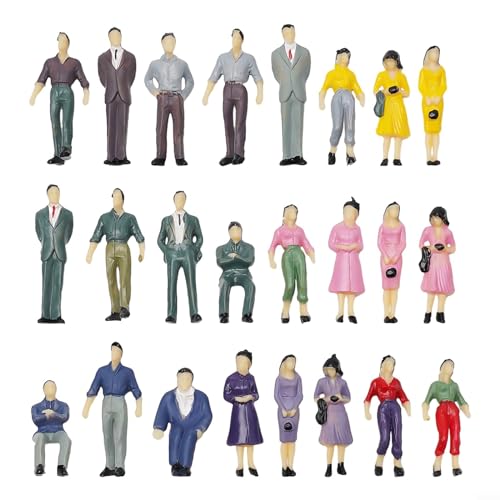 Emiif 100 Stück sitzende stehende Pose Menschen Figuren mit Parkbank, Kunststoff 1:50 bemalte Modellleute Zug Eisenbahn Straßenlayout Miniaturszenen von Emiif