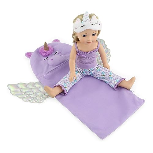 Emily Rose 35,6 cm große Puppenkleidung, 2-teiliges Pyjama-Set mit unserem Einhorn-Puppen-Schlafsack-Set mit passender Schlafmaske (35,6 cm) von Emily Rose