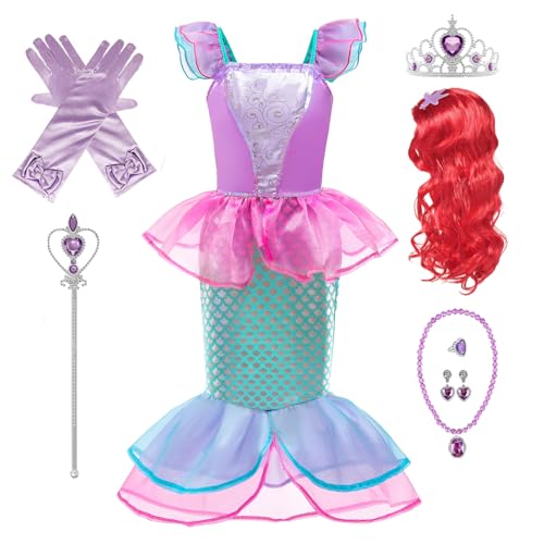Emin Mädchen Meerjungfrau Kostüm mit Accessoires und Perücke Kinder Ariel Prinzessin Verkleidung Weihnachten Geburtstag Party Halloween Karneval Cosplay Prinzessin Kleid Emin Mädchen Meerjungfrau Kostüm mit Accessoires und Perücke Kinder Ariel Prinzessin Verkleidung Weihnachten Geburtstag Party Halloween Karneval Cosplay Prinzessin Kleid von Emin