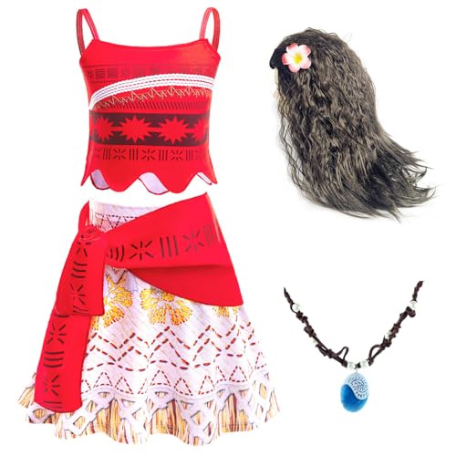 Emin Mädchen Vaiana Kostüm mit Halskette und Perücke Kinder Vaiana Prinzessin Verkleidung Weihnachten Geburtstag Party Halloween Karneval Cosplay Prinzessin Kleid Emin Mädchen Vaiana Kostüm mit Halskette und Perücke Kinder Vaiana Prinzessin Verkleidung Weihnachten Geburtstag Party Halloween Karneval Cosplay Prinzessin Kleid von Emin