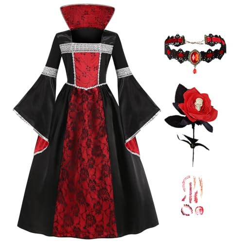 Emin Mädchen Vampir Kostüm mit Zubehör Gothic Vampir-Königin Verkleidung Kinder Vampir Kleid Hexenkleid Weihnachten Geburtstag Party Halloween Karneval Cosplay Prinzessin Verkleiden Emin Mädchen Vampir Kostüm mit Zubehör Gothic Vampir-Königin Verkleidung Kinder Vampir Kleid Hexenkleid Weihnachten Geburtstag Party Halloween Karneval Cosplay Prinzessin Verkleiden von Emin