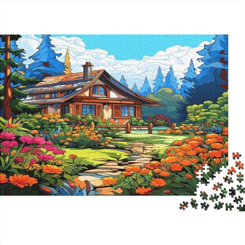 Bergdorf-Hütte Puzzle 500 Teile,Puzzle,Puzzle Für Erwachsene Und Kinder Ab 14 Jahren Majestätisch Puzzle Im Für Wohnkultur Kunstpuzzle von Eminyntia