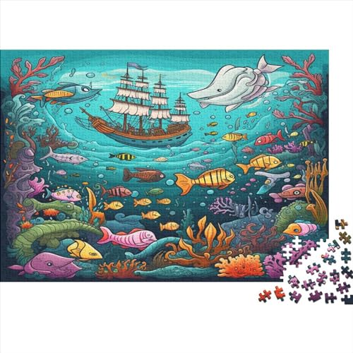 Meeresboden EIN Fischschwarm1000 Teile Puzzles Für Erwachsene Teenager Stress Abbauen Familien Fantastisch Kunstpuzzle-1000 Teile Puzzle Kinder Lernspiel Spielzeug Geschenk von Eminyntia