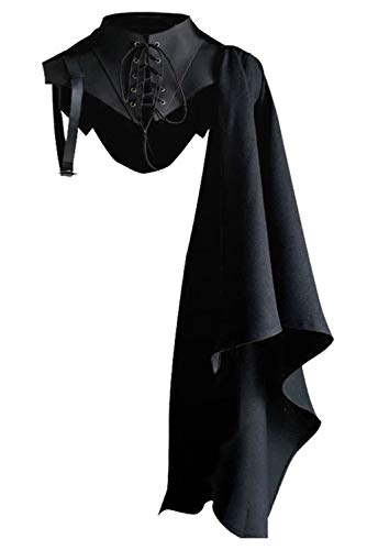 Herren Mittelalter Steampunk Schal Renaissance Single Shoulder Cape Kostüm Cosplay viktorianischer Halbumhang schwarz, schwarz, Large von Emisorn