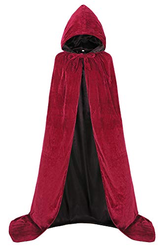 Wendbarer Umhang mit Kapuze Samt Satin Hexe Gothic Vampir Halloween Cosplay Kostüme EN011BUM von Enccfoeo