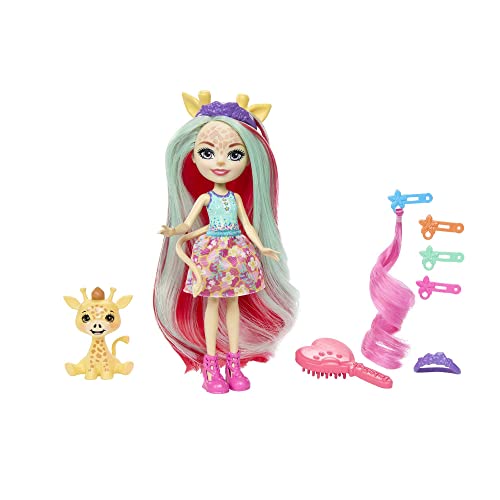 Enchantimals Deluxe Hair - Puppen Set mit Zemirah Zebra, Gillian Giraffe und Charisse Cheetah, 5 Haarspiel-Accessoires und beste Freunde Grainy, Pawl und Grinsy, für Kinder ab 4 Jahren, HNV29 von Enchantimals