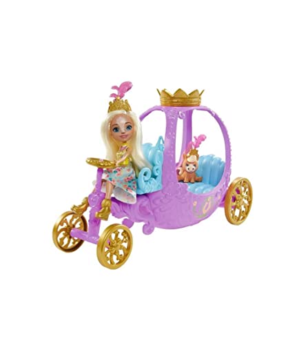 Enchantimals GYJ16 - Spielset Rollende Kutsche für Prinzessinnen (20,5 cm), aus der Royals Kollektion, Peola Pony Puppe und Tierfigur, 7 Zubehörteile, tolles Geschenk für Kinder von 3 bis 8 Jahren von Mattel