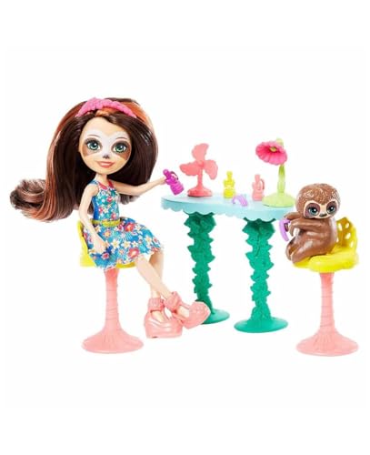 Enchantimals GFN54 - Themenpack Sela Sloth und Treebody Kleine Auszeit Nagelstudio Puppen Spielset, Spielzeug ab 4 Jahren von Mattel