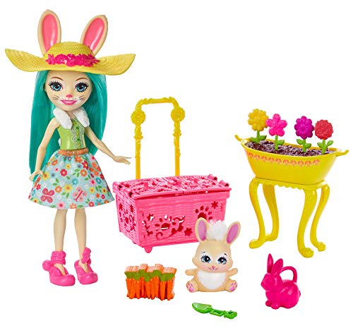 Enchantimals GJX33 - Gartenfreunde Spielset mit Fluffy Bunny Puppe, Tierfreund Mop und Zubehör, Spielzeug ab 4 Jahren von Mattel