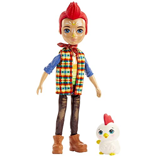 Enchantimals GJX39 -Redward Rooster Puppe & Cluck Tierfreund-Figur, ca. 15 cm große Puppe mit Bandana, T-Shirt, Jeans und Schuhen, Spielzeug Geschenk für Kinder ab 3 Jahren von Enchantimals