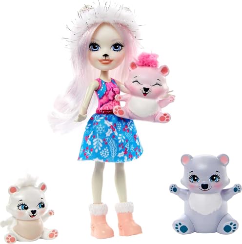 Enchantimals GJX47 - Familien Spielset, Pristina Polar Bear Puppe (15,24 cm) mit 3 Tierfiguren, tolles Geschenk für Kinder von 3 bis 8 Jahren von Enchantimals