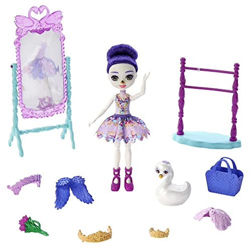 Enchantimals GYJ06 - Ballettstudio Spielset, mit Sarely Swan Puppe (ca. 15,2 cm) und 1 Tier, Spielzeug für Kinder ab 4 Jahren von Mattel