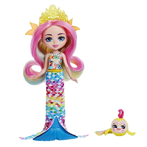 Enchantimals HCF68 - Royal Radia Rainbow-Fish Puppe (15,2 cm) & Flo Aus Königreich Oceana, Kleine Puppe Mit Abnehmbarem Rock Und Zubehör, Tolles Geschenk Für Kinder Von 3 Bis 8 Jahren von Enchantimals