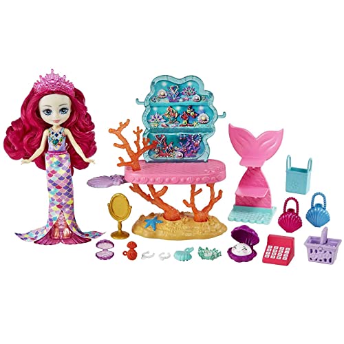 Enchantimals HCF71 - Royal Meerjungfrauen-Schätze Shop Spielset, inkl. Milagra Mermaid Puppe (ca 15 cm.), Tierfigur & Zubehör, Spielzeug für Kinder ab 4 Jahren von Mattel