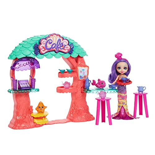 Enchantimals HCF86 - Royal Unterwasser-Café (ca. 22 cm), +15 Teile, mit Meerjungfrauenpuppe Martina Mermaid, 2 Tierfreunden sowie Zubehörteilen, tolles Geschenk für Kinder ab 3 Jahren von Enchantimals