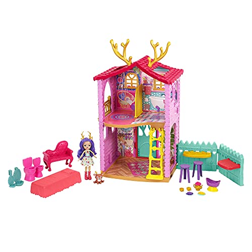 Enchantimals HFC41 - REH-Haus Spielset, ca. 53 cm groß, mit Rehmädchen Danessa Deer und Tierfigur, 4 Spielbereichen und 15+ Teilen, Puppenhaus ab 4 Jahren von Enchantimals