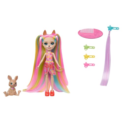 Enchantimals Puppen, Sunshine Beach Deluxe-Hair-Puppe und Tierfreund, kleine Puppe mit abnehmbarem Rock und Zubehör, Geschenke für Kinder, HTJ70 von Enchantimals