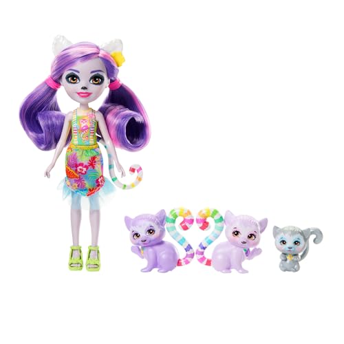 Enchantimals Puppen | Sunshine Beach Lorinda Lemur Puppe, Freund Ringer und 2 Freunde-Figuren, kleine Puppe mit ausziehbarem Rock und Zubehör, Geschenk für Kinder, HRX86 von Enchantimals